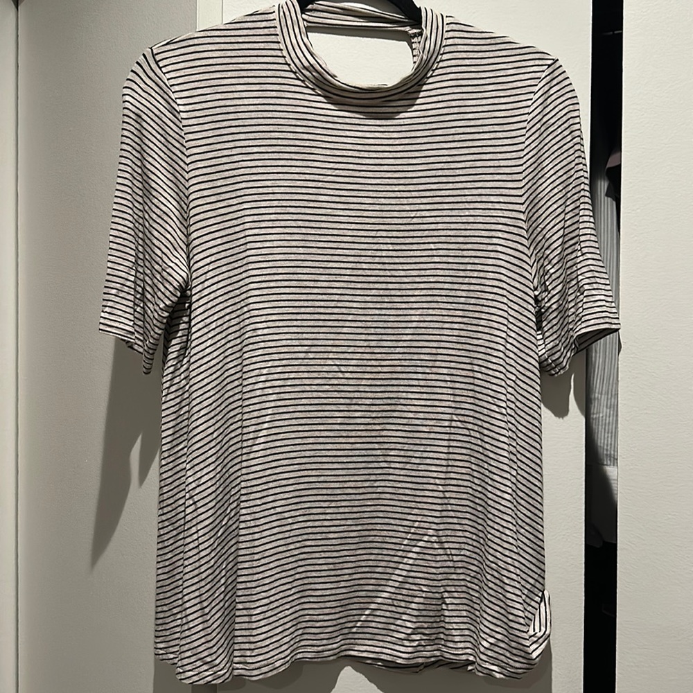American Eagle Stripped High Neck Soft Top Medium